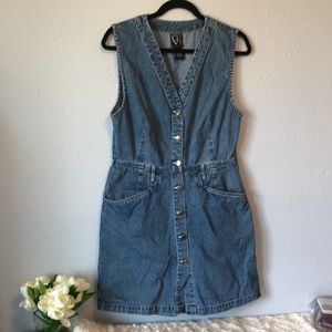 Vintage denim jean button down skort shorts